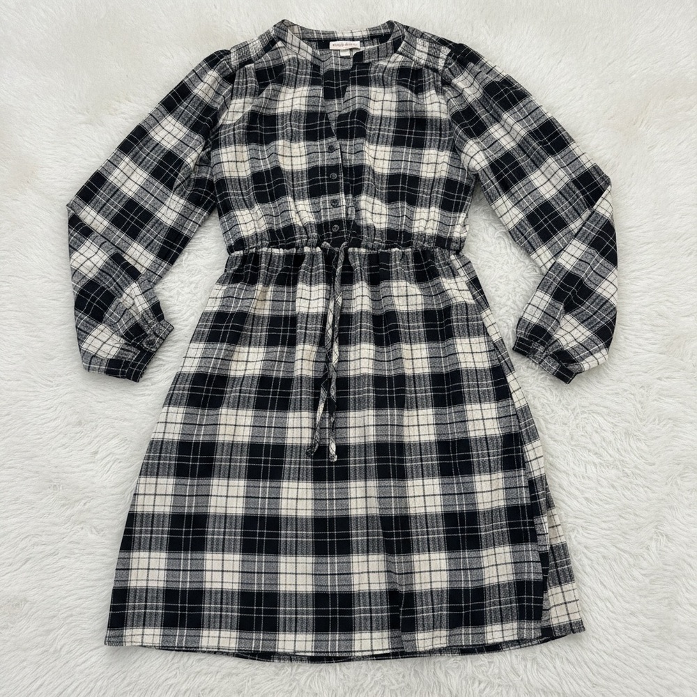 Knox Rose Women's Black Tan Knee Length Plaid Dress - Size S
 b86